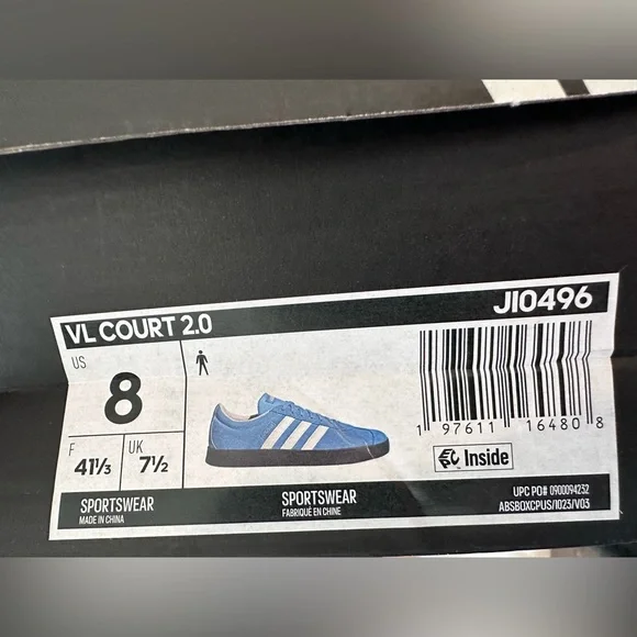 Adidas VL Court 2.0 Blue and White Sneakers - Picture 6 of 6